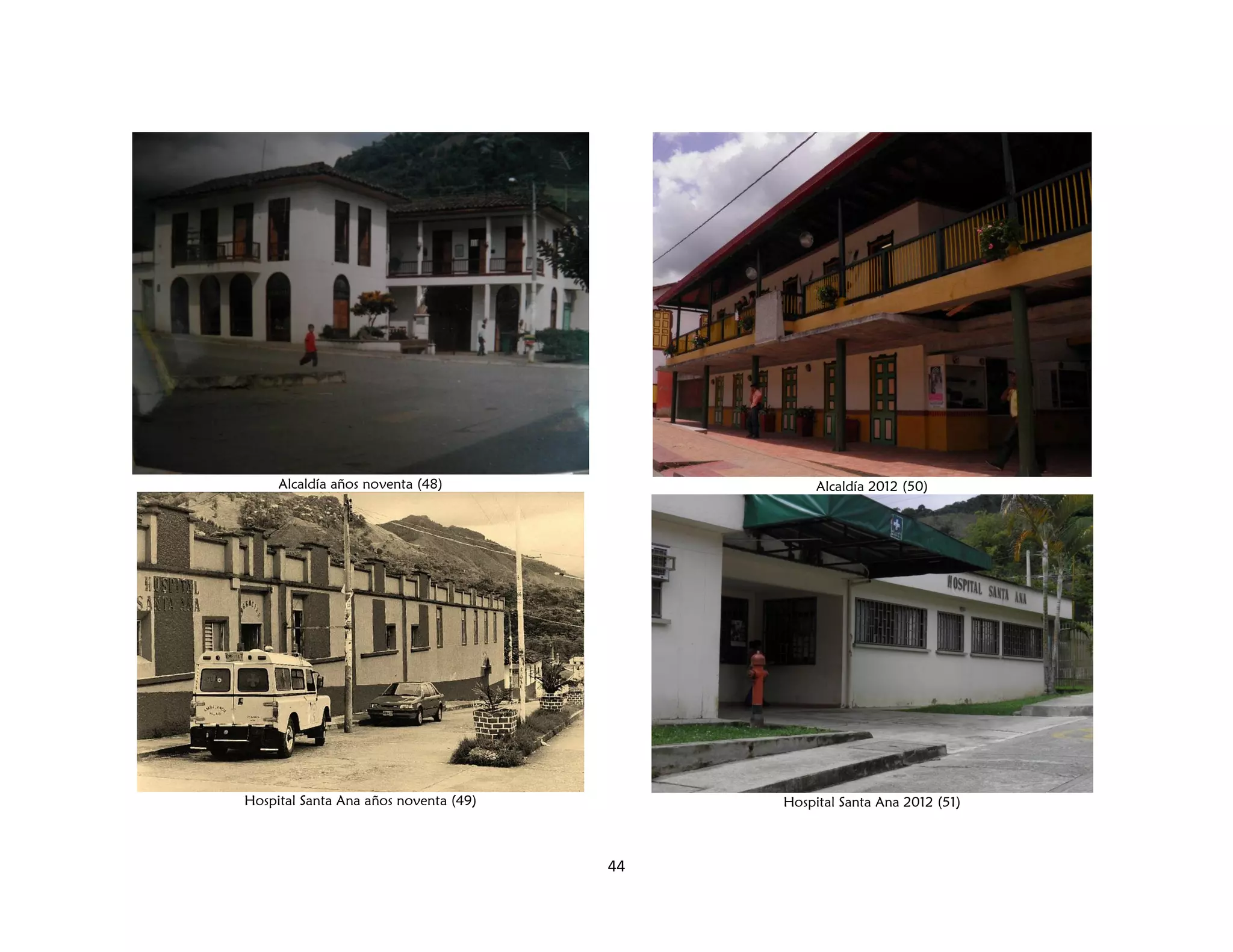 44
Alcaldía años noventa (48)
Hospital Santa Ana años noventa (49)
Alcaldía 2012 (50)
Hospital Santa Ana 2012 (51)
 
