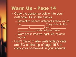Warm Up – Page 14 ,[object Object],[object Object],[object Object],[object Object]