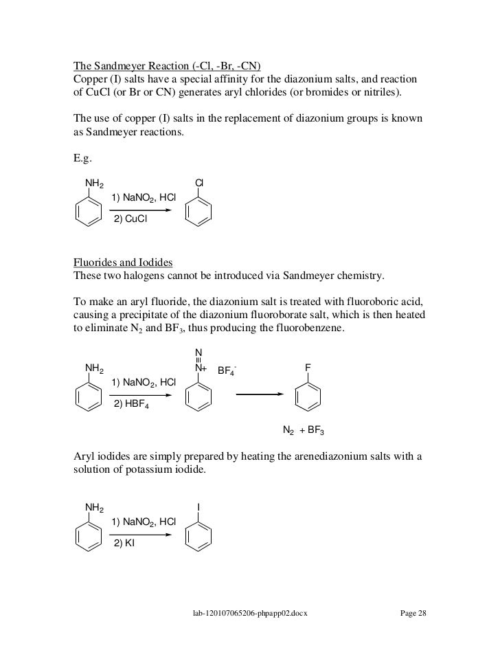 Sandmeyer reaction lab report picture
