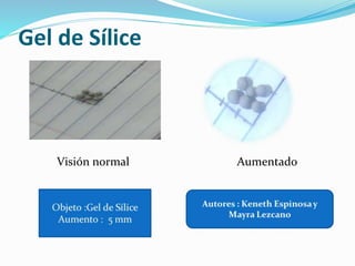 Gel de Sílice
Visión normal Aumentado
 