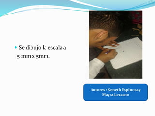  Se dibujo la escala a
5 mm x 5mm.
 