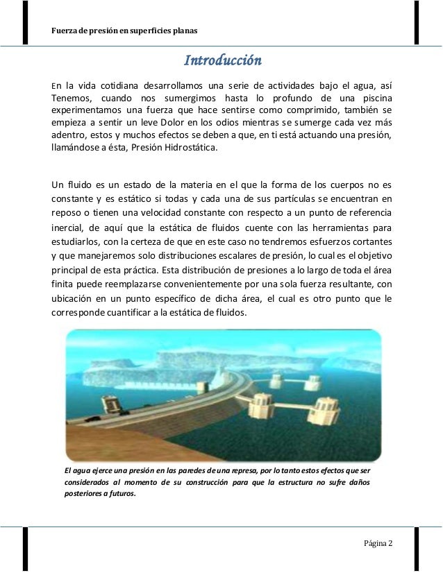 Laboratorio de fuerza de presion en superficies planas