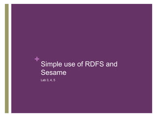 +

Simple use of RDFS and
Sesame
Lab 3, 4, 5

 
