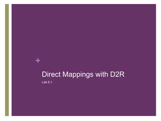 +
Direct Mappings with D2R
Lab 6.1

 