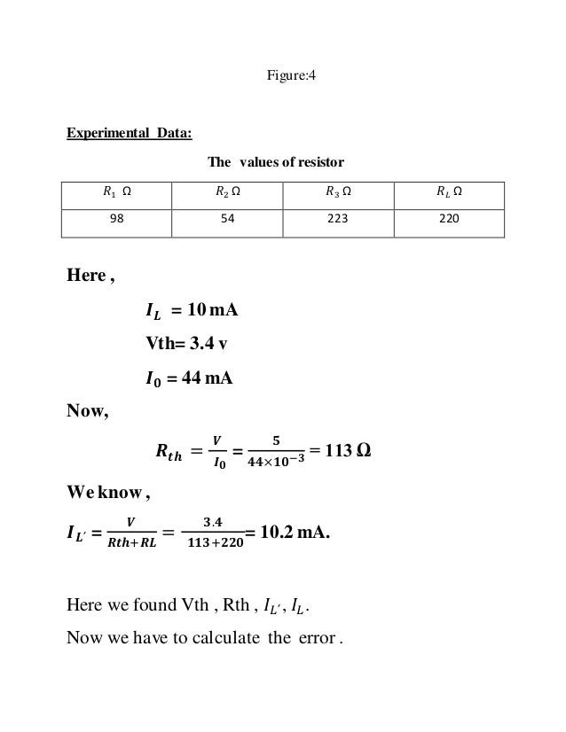 Verification Of Thevenin S Theorem Lab Report Verification Of Thevenin S Theorem Lab Report