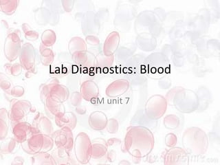 Lab Diagnostics: Blood
GM unit 7
 