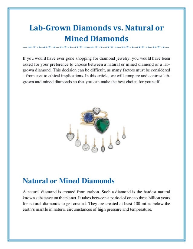 Lab Grown Diamonds Vs. Natural or Mined Diamonds