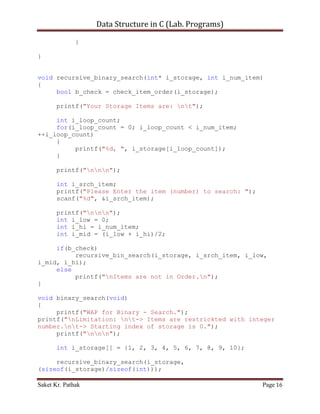 Data Structure in C (Lab Programs) | DOCX