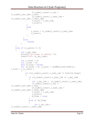 Data Structure in C (Lab Programs) | DOCX