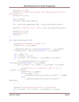 Data Structure in C (Lab Programs) | DOCX