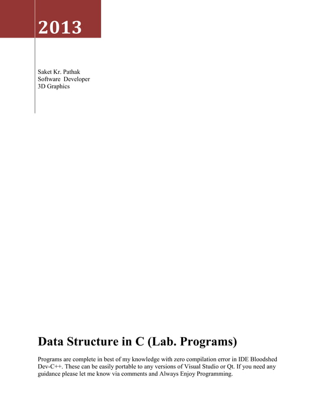 Data Structure in C (Lab Programs) PDF
