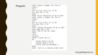 Factorial number in linux shell. | PPT