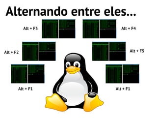 Alternando entre eles...
           Alt + F3      Alt + F4




Alt + F2                     Alt + F5




       Alt + F1       Alt + F1
 