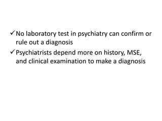 Lab tests in mental health | PPTX