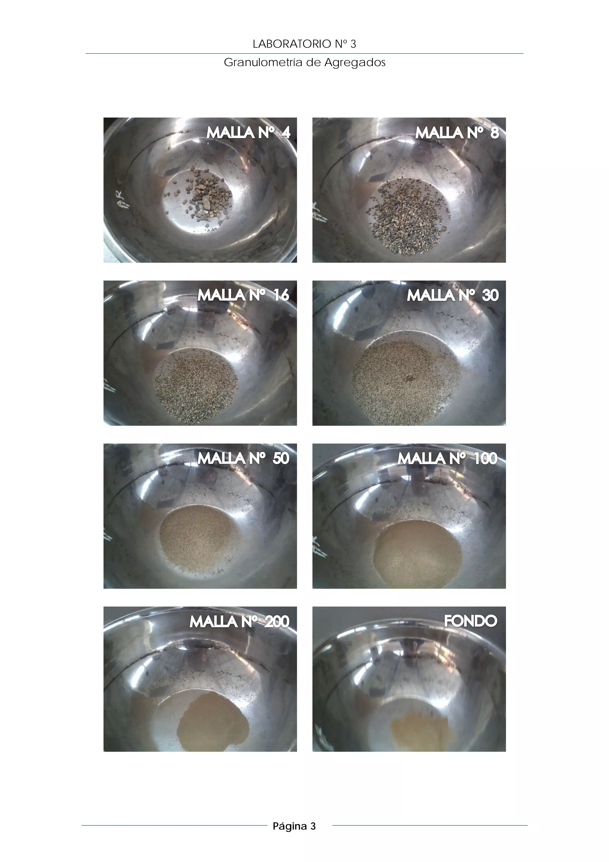 LABORATORIO Nº 3
Granulometría de Agregados




       Página 3
 