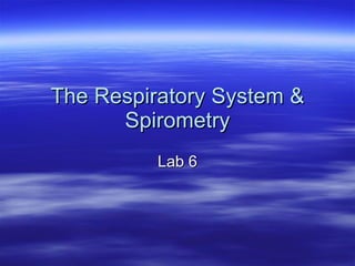 The Respiratory System & Spirometry Lab 6 