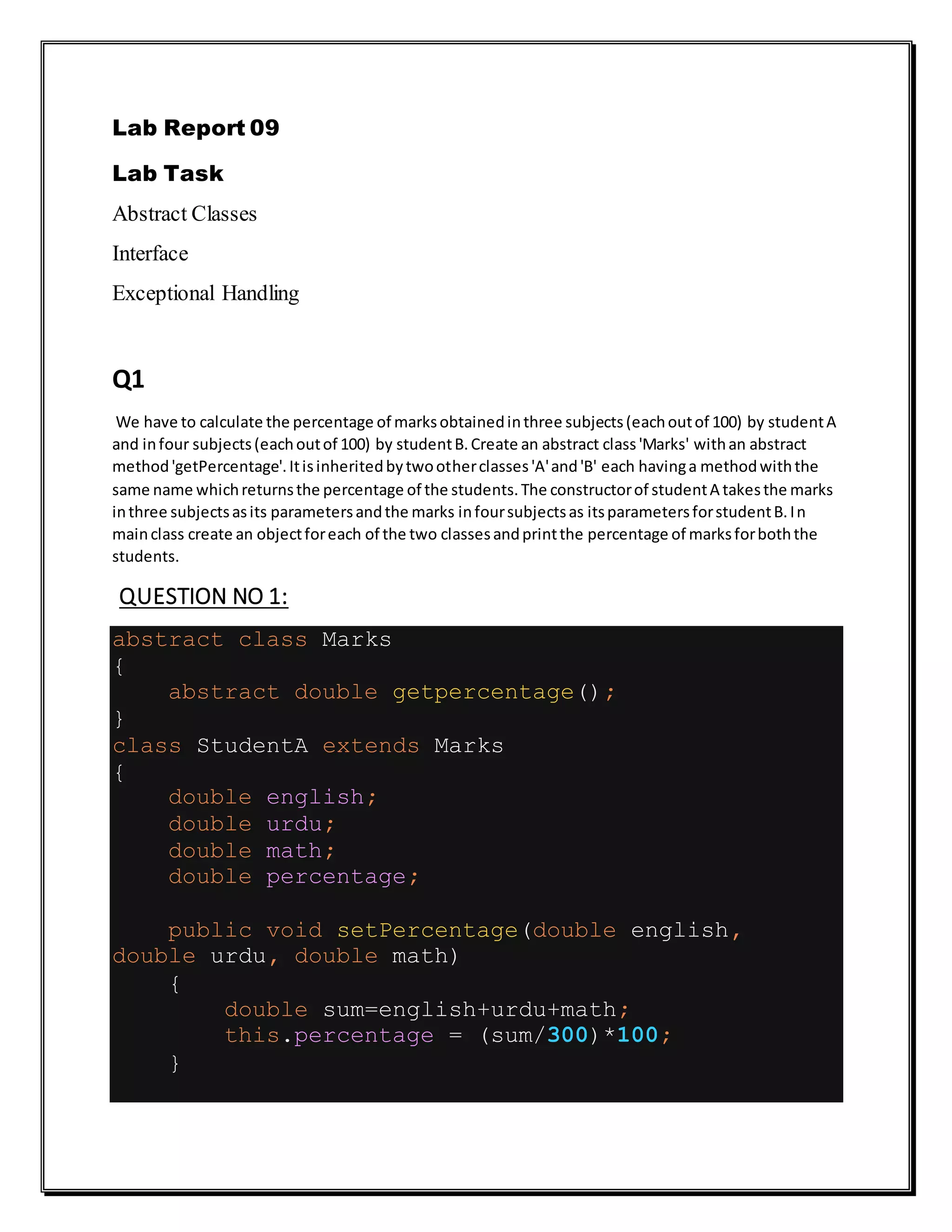 Abstract classes interface exceptional handling java pdf