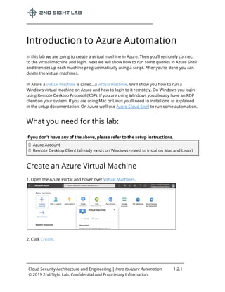 Lab 1.2 Introduction to Azure Automation - 2nd Sight Lab Cloud Security ...