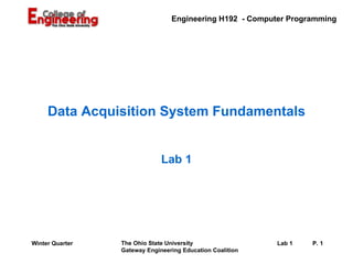 Data Acquisition System Fundamentals Lab 1 