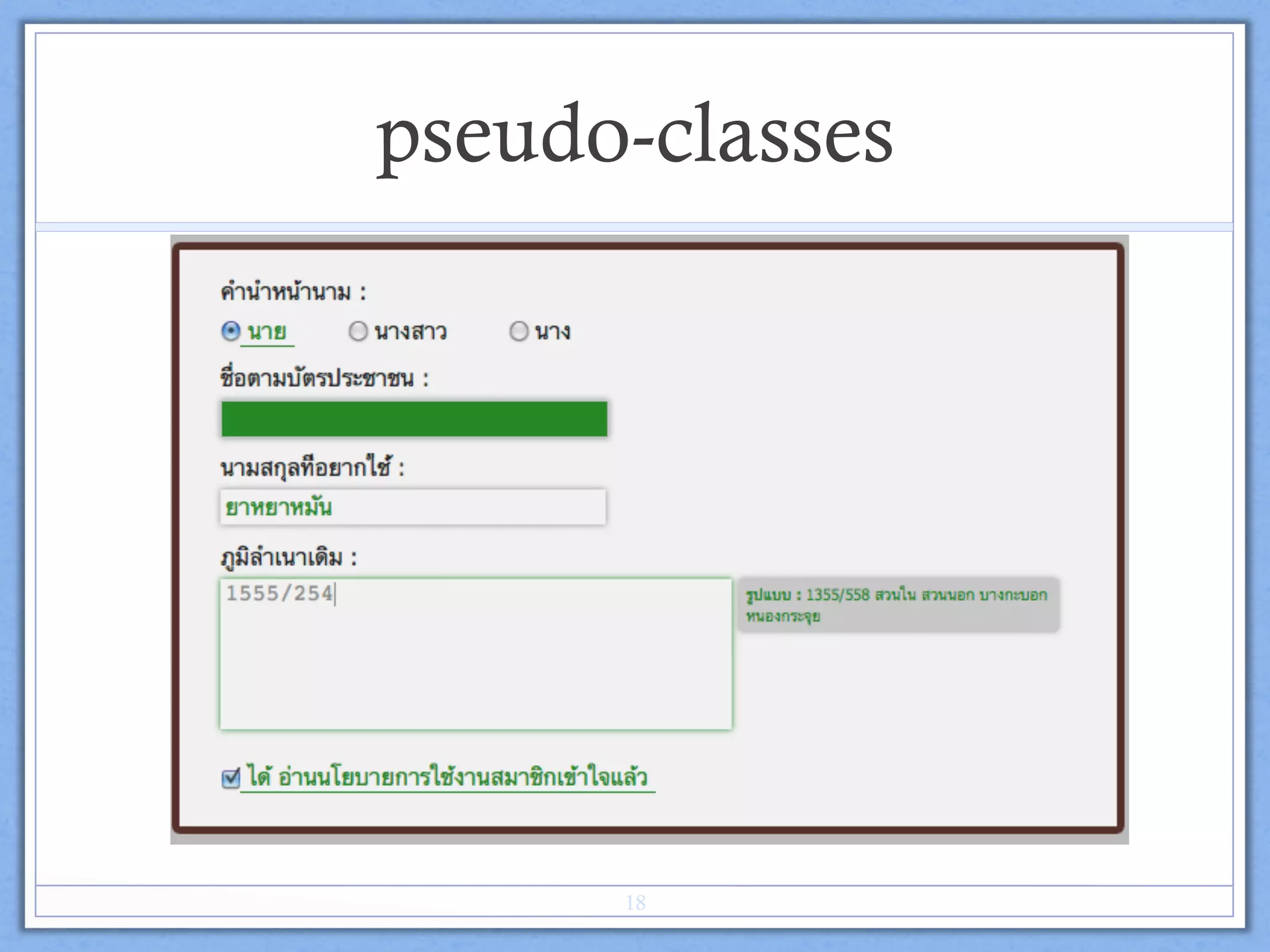 pseudo-classes
18
 