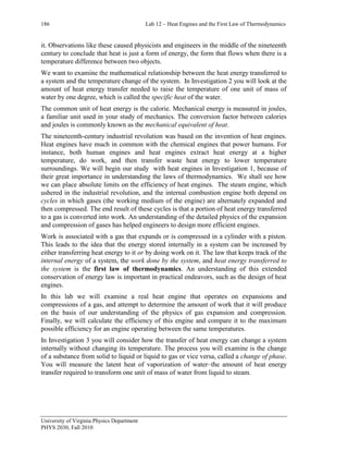 Real Heat Engines Notes.pdf Lab 12 heat engines and 1st law | PDF