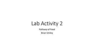 Lab Activity 2
Pathway of Food
Brian Smiley
 