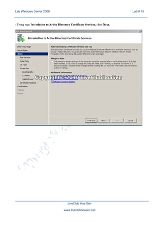 Lab 18 active directory certificate services | PDF