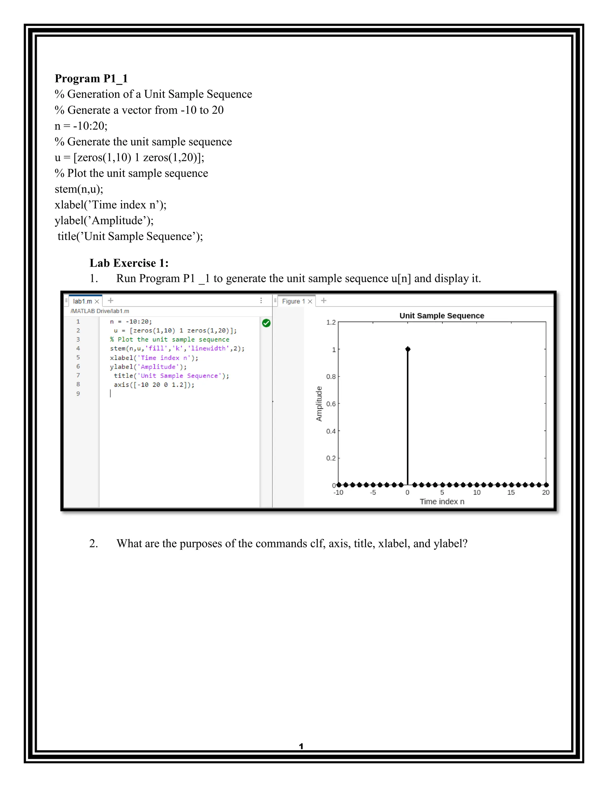 Lab 1 digital signal processing in matlab | PDF