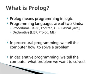 Comprehensive Introduction to Prolog Programming and Syntax in AI | PPTX