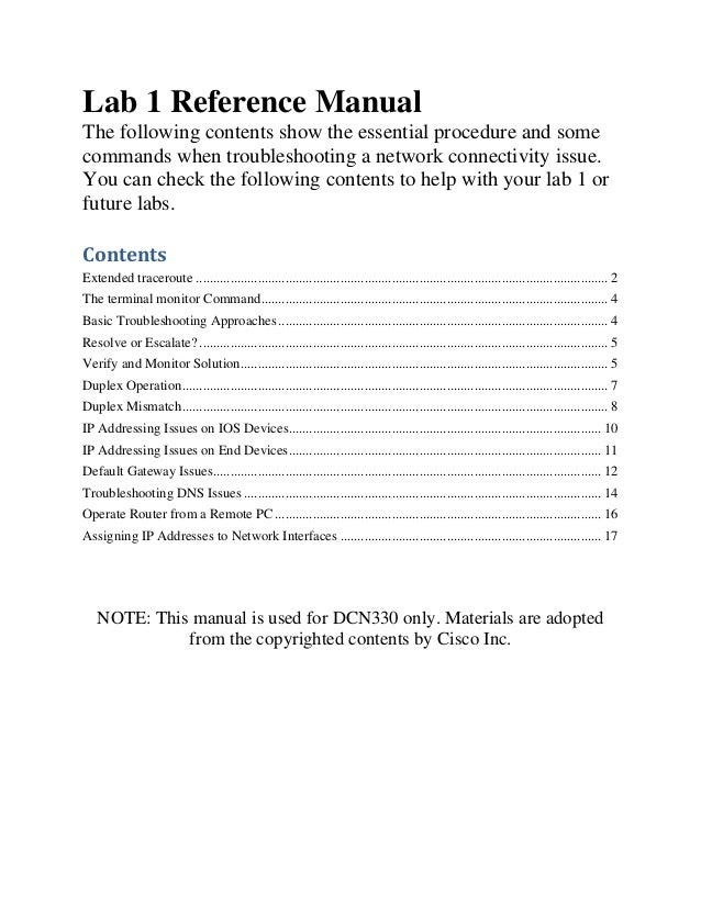 Lab 1 reference manual