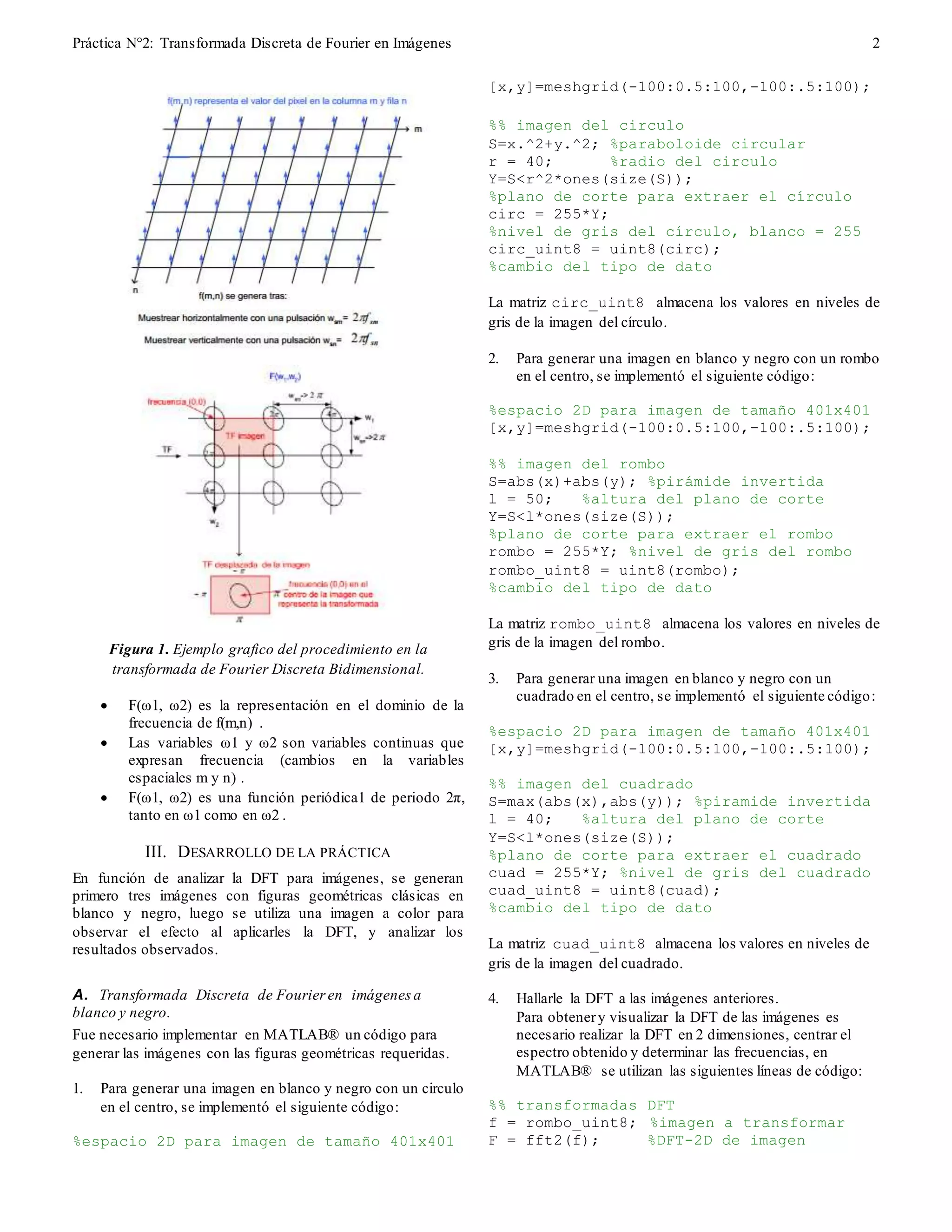 Transformada discreta de fourier en imagenes | DOCX