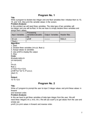 C programming Lab 2 | DOCX