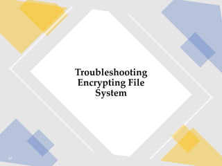 59
Troubleshooting
Encrypting File
System
 