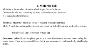 Comprehensive Guide to Solution Concentrations: Molarity, Molality ...