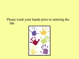 Please wash your hands prior to entering the lab. 