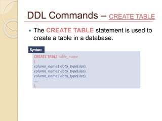 Lab2 ddl commands | PPT