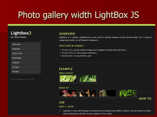 Photo gallery width LightBox JS
 