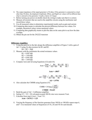 Lab 2 Report More Linear Operational Amplifiers | PDF