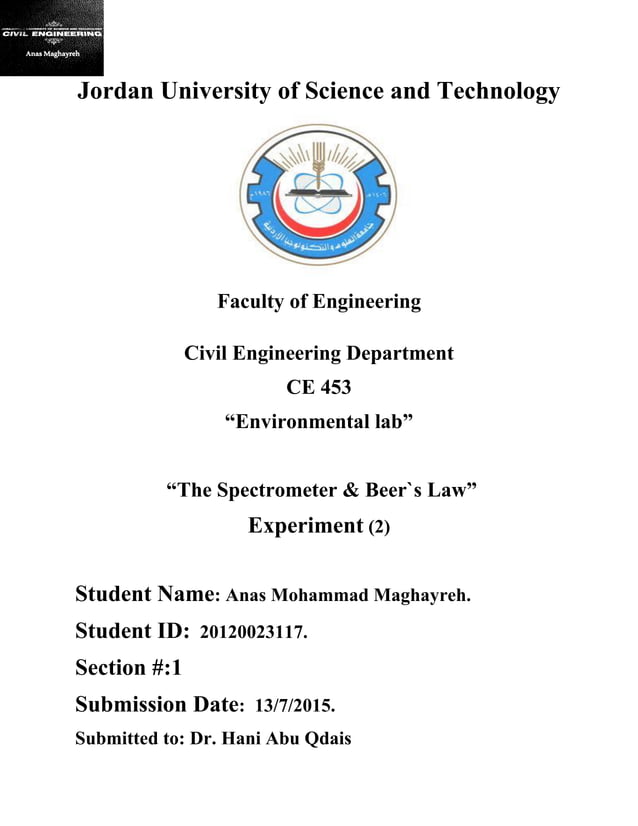 Lab 2 the spectrometer & beer`s law PDF