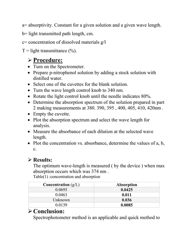 Lab 2 the spectrometer & beer`s law PDF