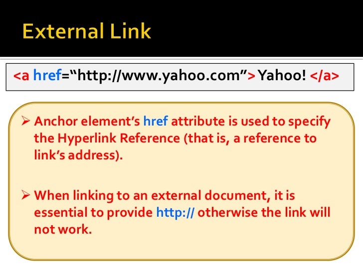 Links In Html Links In Html