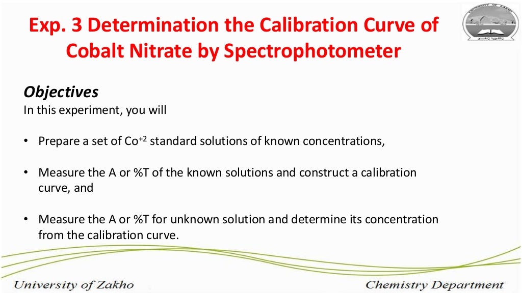 Determination the Calibration Curve of Cobalt Nitrate by Spectrophoto…