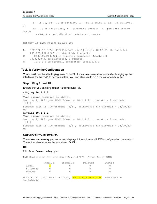 Lab 3 5 1 Basic Frame Relay