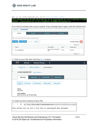 Lab 3.4 S3 + Encryption - 2nd Sight Lab Cloud Security Class | PDF