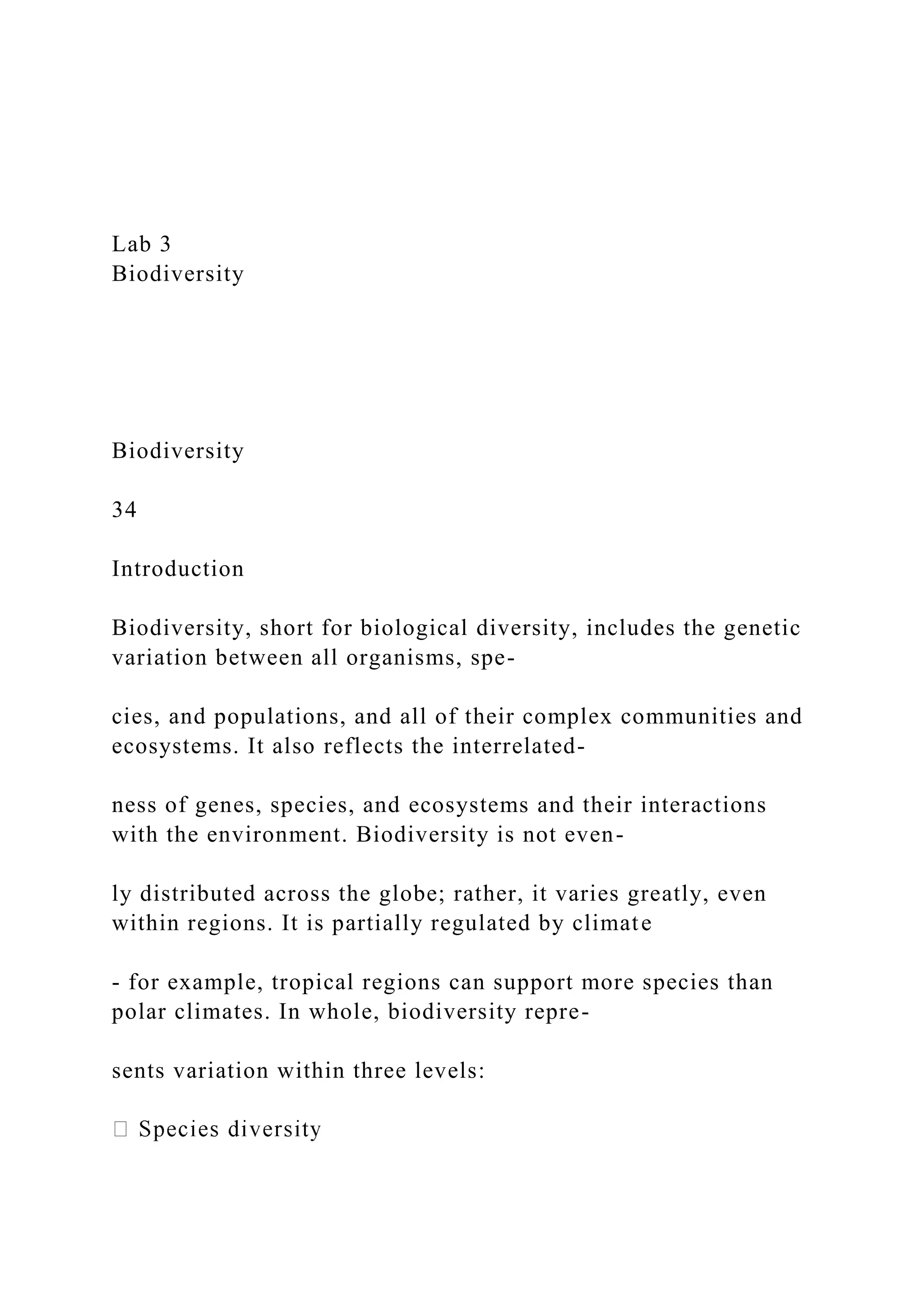 Lab 3 Biodiversity Biodiversity 34 Intr.docx