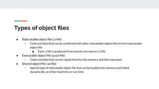 Relocatable Object Files Compiler design notes phases of compiler | PDF