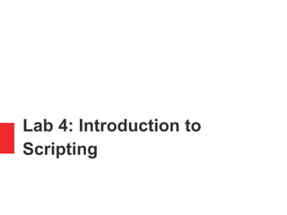Lab 4: Introduction to
Scripting
 