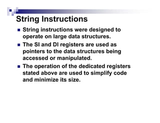 String instruction in assembly language 8086 | PDF