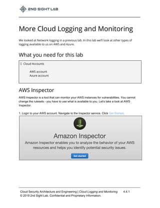 Lab 4.4 More Cloud Logging and Monitoring - 2nd Sight Lab Cloud ...