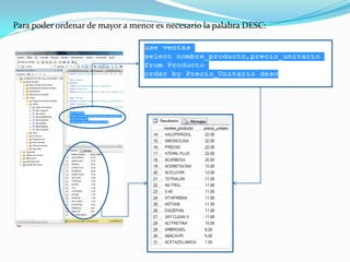 Para poder ordenar de mayor a menor es necesario la palabra DESC:
 